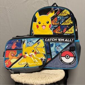 Pokemon Backpack and Lunchbox Set - Yellow, Blue, Black